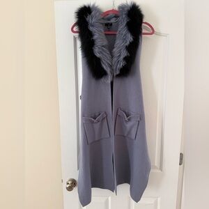 Joh. Knit Sweater Vest with Faux Fur Accent